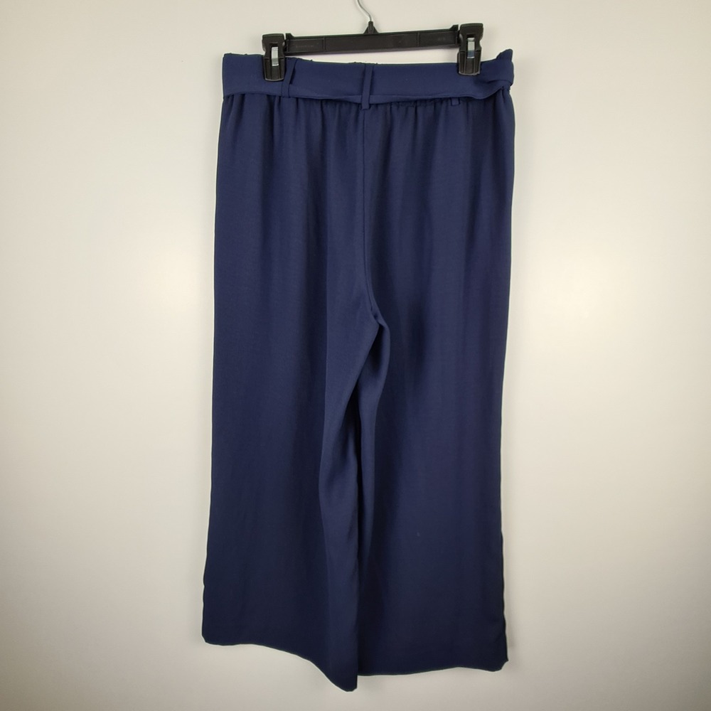 Halogen Cullote Wide Leg Pants Women's Size M Navy‎ Blue Tie Waist Elastic Light - Picture 7 of 10